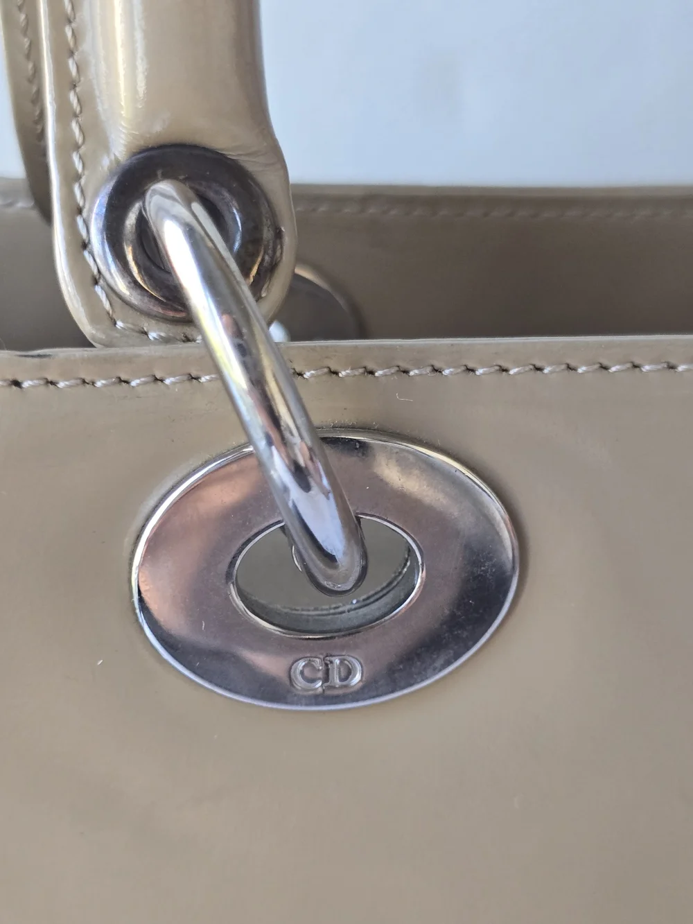 Dior Beige Patent Lady Dior Tote + COA